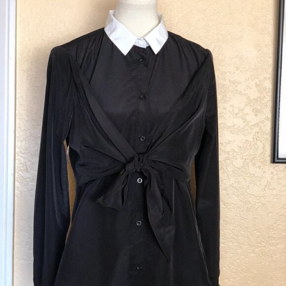 Nasty Gal Back in Black Tie  shirt  S - Picture 3 of 13